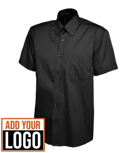 Uneek Mens Pinpoint Oxford Half Sleeve Shirt - Black