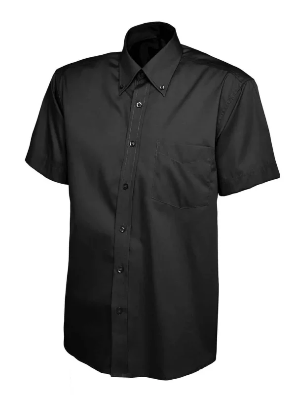 Uneek Mens Pinpoint Oxford Half Sleeve Shirt - Black