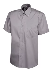 Uneek Mens Pinpoint Oxford Half Sleeve Shirt - Charcoal