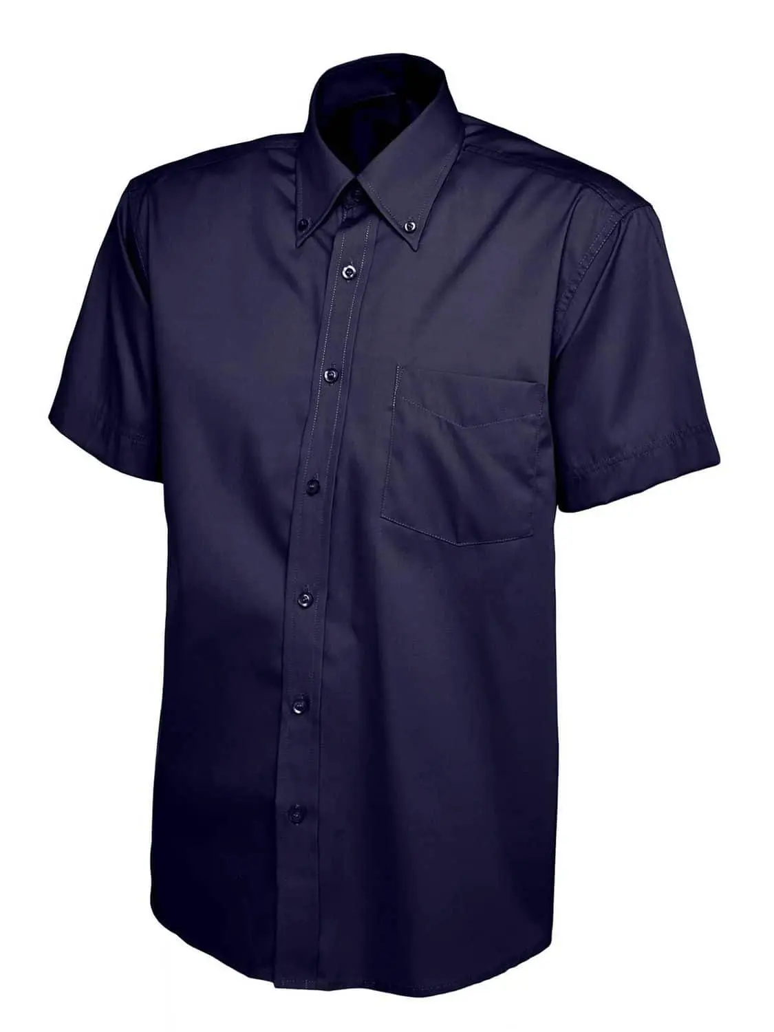 Uneek Mens Pinpoint Oxford Half Sleeve Shirt - Navy