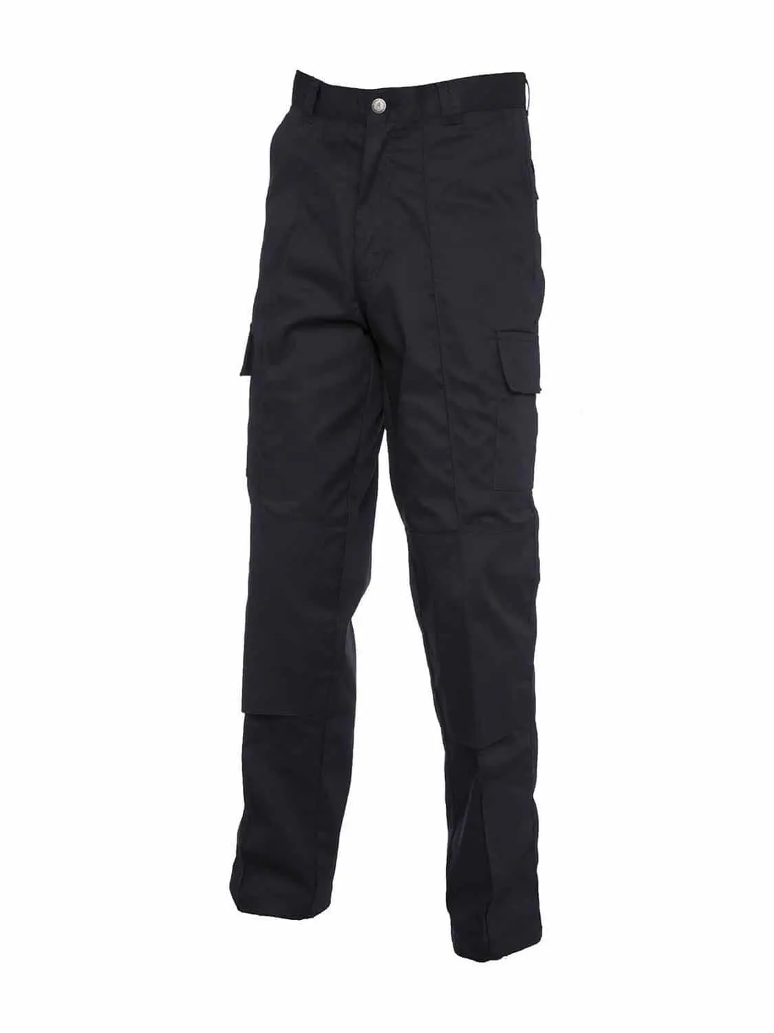 Uneek Cargo Trouser with Knee Pad Pockets - Black, Front