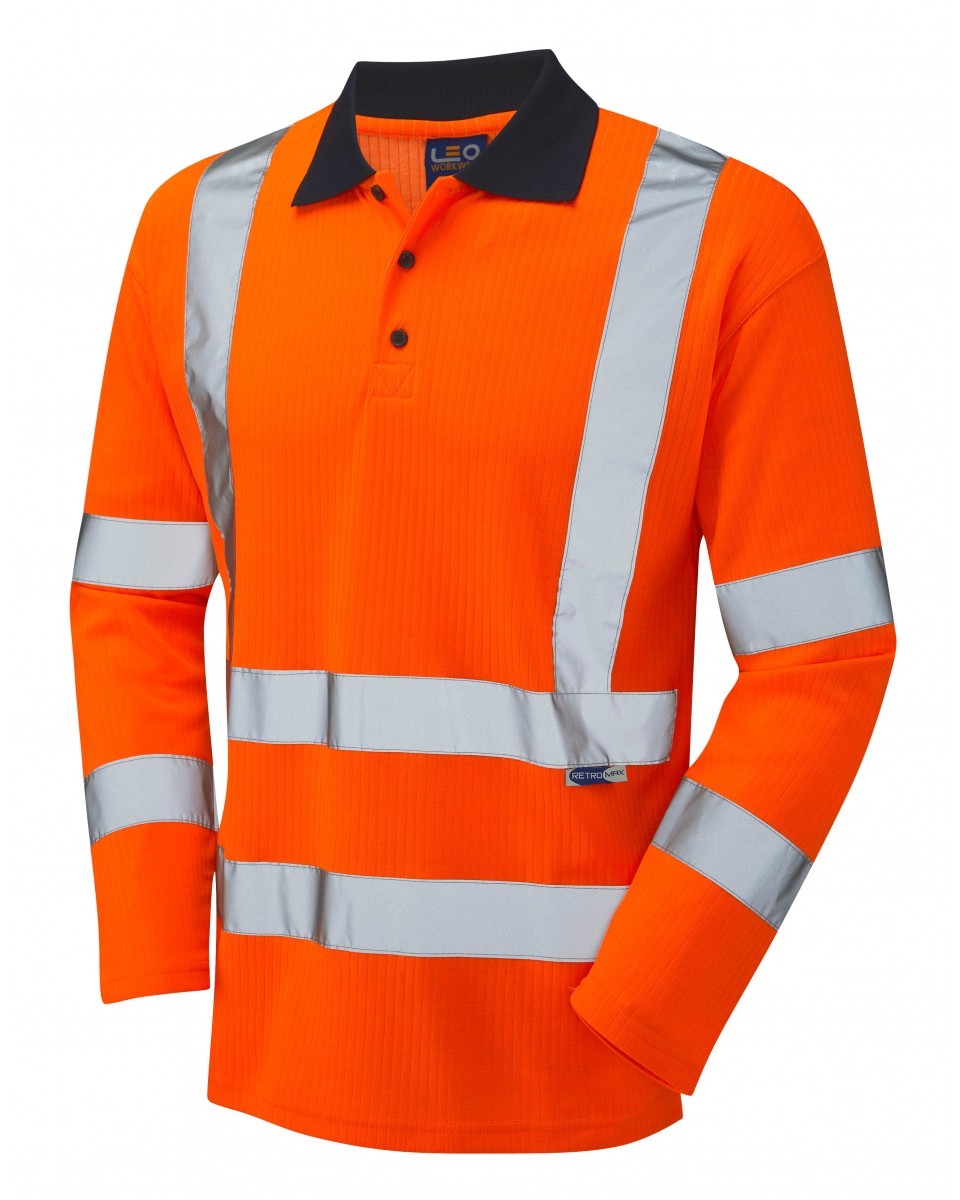 Leo Workwear Swimbridge ISO 20471 Cl 3 Comfort Sleeved Polo Shirt