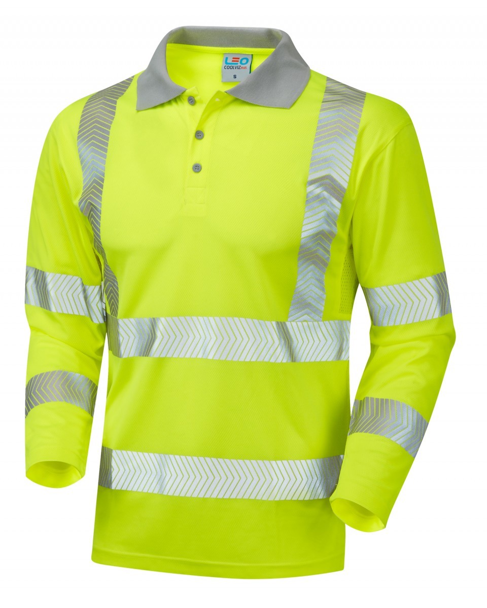 Leo Workwear Barricane ISO 20471 Cl 3 Coolviz Plus Sleeved Polo Shirt ...