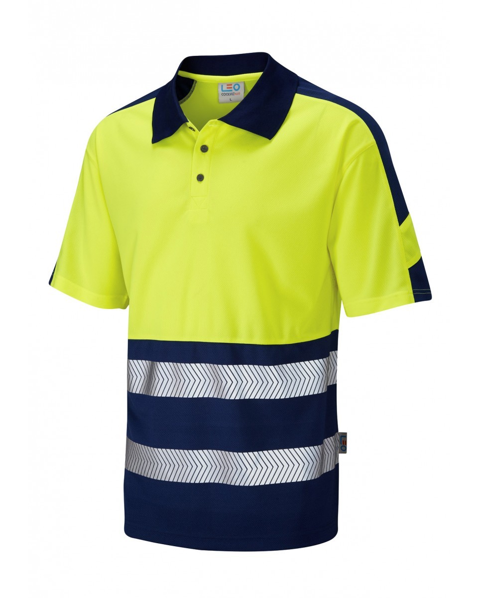 Leo Workwear Watersmeet ISO 20471 Cl 1 Dual Colour Coolviz Plus Polo Shirt