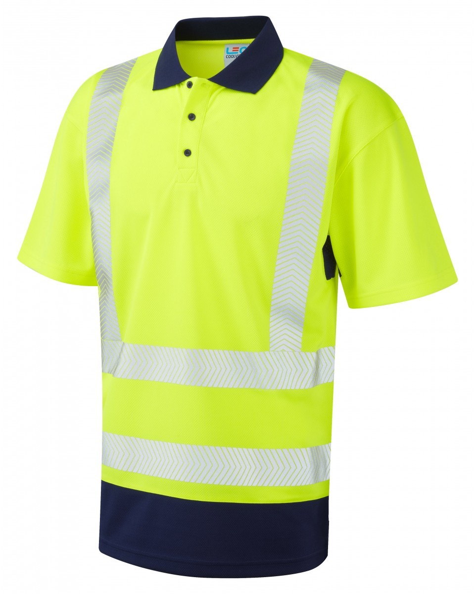 Leo Workwear Mortehoe ISO 20471 Cl 2 Dual Colour Coolviz Plus Polo Shirt