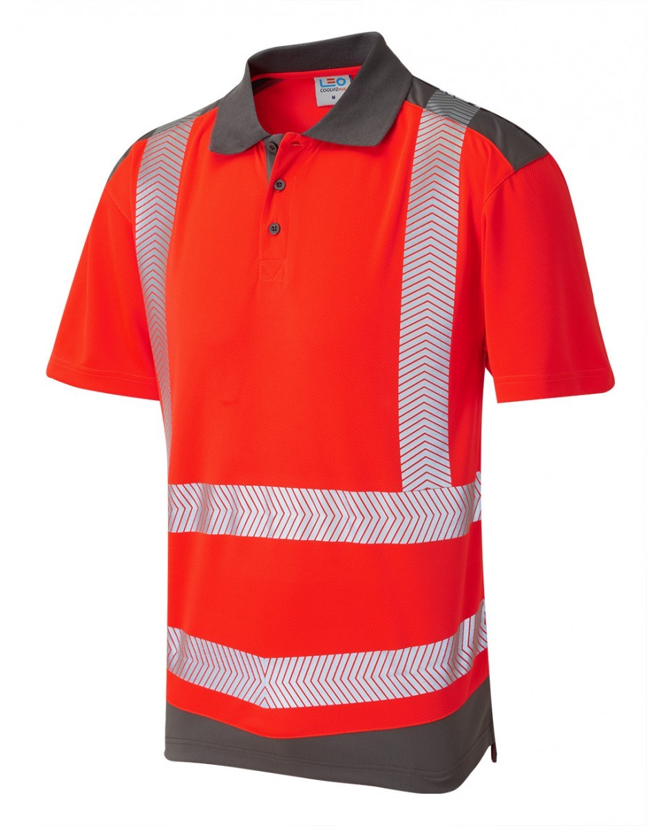 Leo Workwear Peppercombe ISO 20471 Class 2 Dual Colour Coolviz Plus Polo Shirt