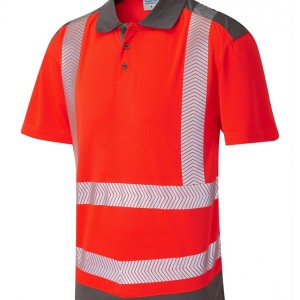 Leo Workwear Peppercombe ISO 20471 Class 2 Dual Colour Coolviz Plus Polo Shirt