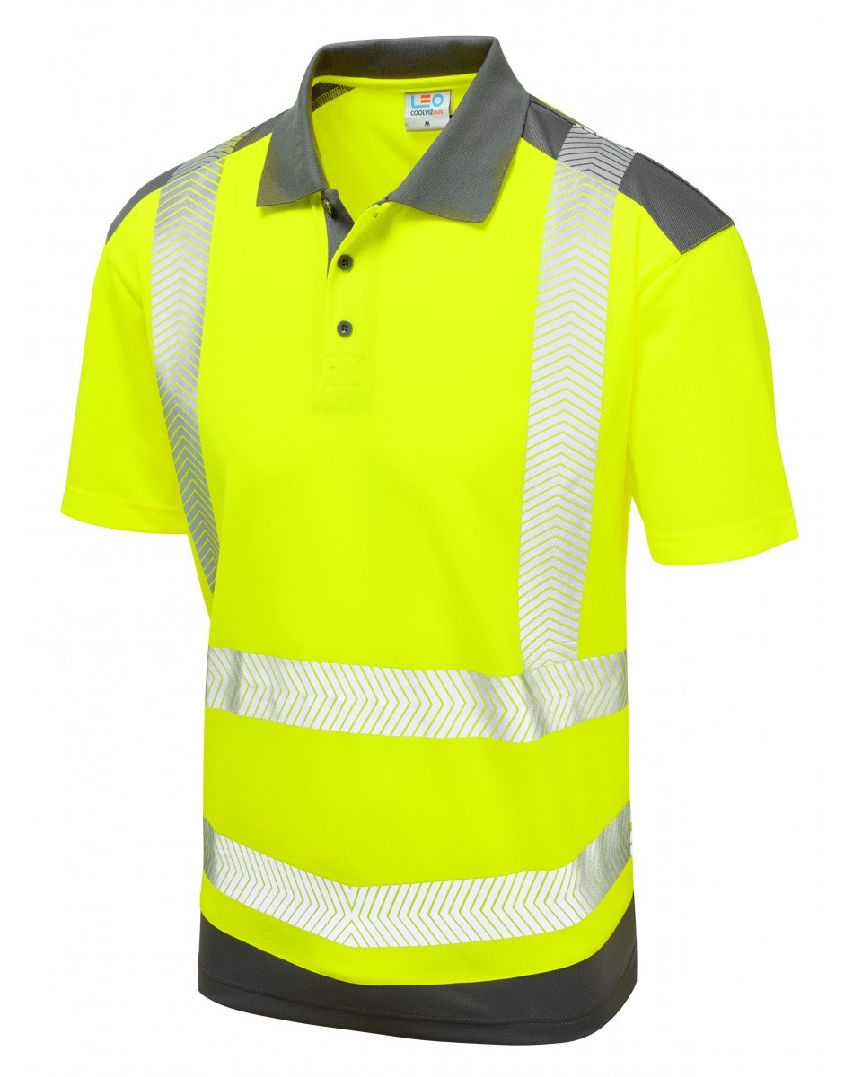 Leo Workwear Peppercombe ISO 20471 Class 2 Dual Colour Coolviz Plus Polo Shirt