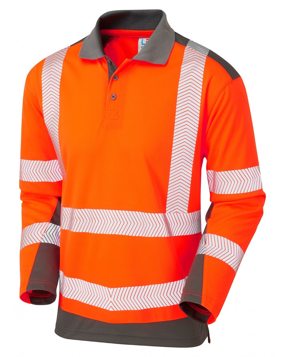 Leo Workwear Wringcliff ISO 20471 Class 2 Dual Colour Coolviz Plus Sleeved Polo Shirt