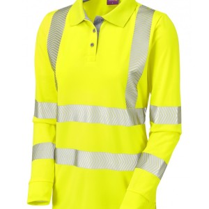 Leo Workwear Pollyfield ISO 20471 Cl 3 Coolviz Plus Women's Sleeved Polo Shirt