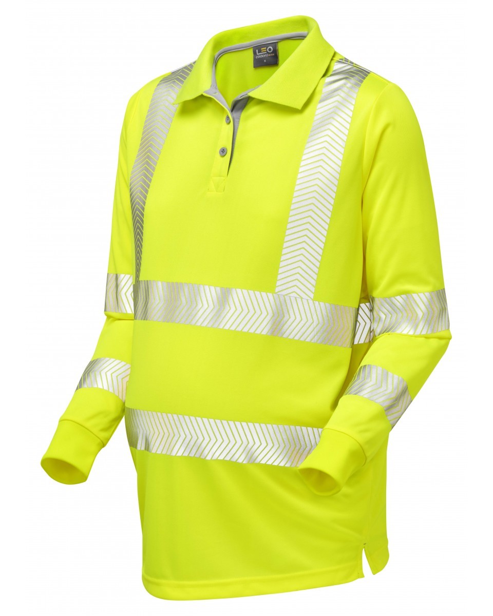 Leo Workwear Yarnacott ISO 20471 Cl 2 Coolviz Ultra Maternity Long Sleeve Polo Shirt