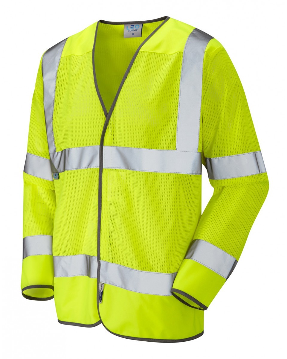 Leo Workwear Fremington ISO 20471 Cl 3 Coolviz Sleeved Waistcoat