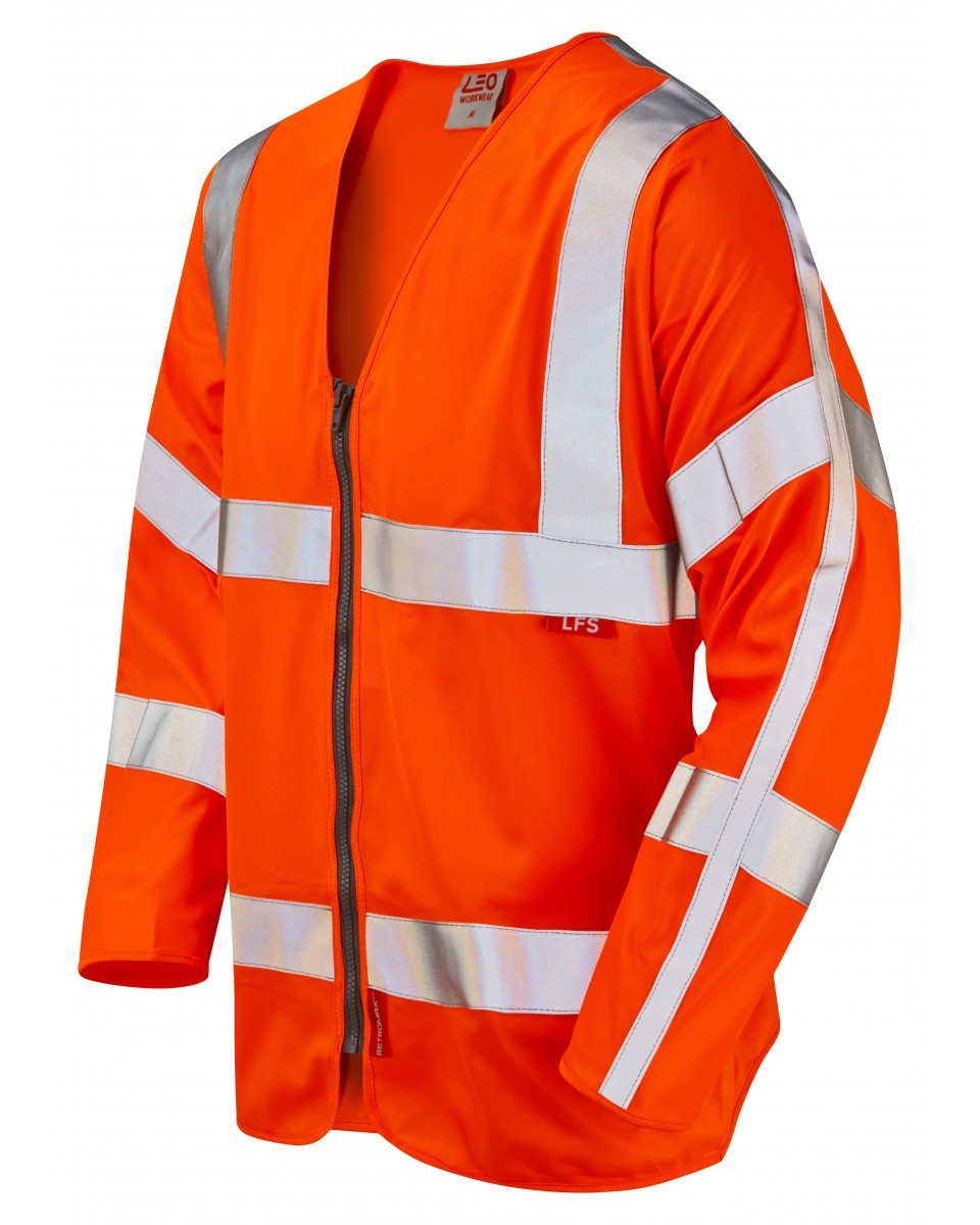 Leo Workwear Merton ISO 20471 Cl 3 Lfs Sleeved Zip Waistcoat (En 14116)