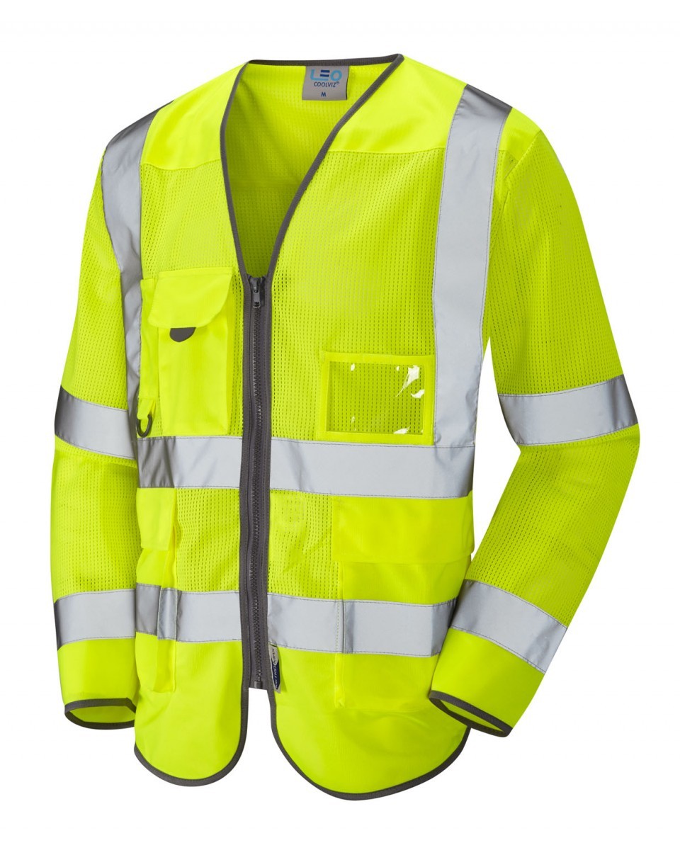 Leo Workwear Burrington ISO 20471 Cl 3 Coolviz Superior Sleeved Waistcoat