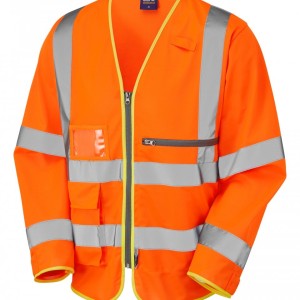 Leo Workwear Heddon ISO 20471 Cl 3 Superior Sleeved Waistcoat With Tablet Pocket