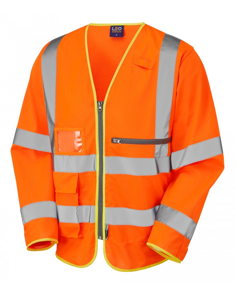 Leo Workwear Heddon ISO 20471 Cl 3 Superior Sleeved Waistcoat With Tablet Pocket