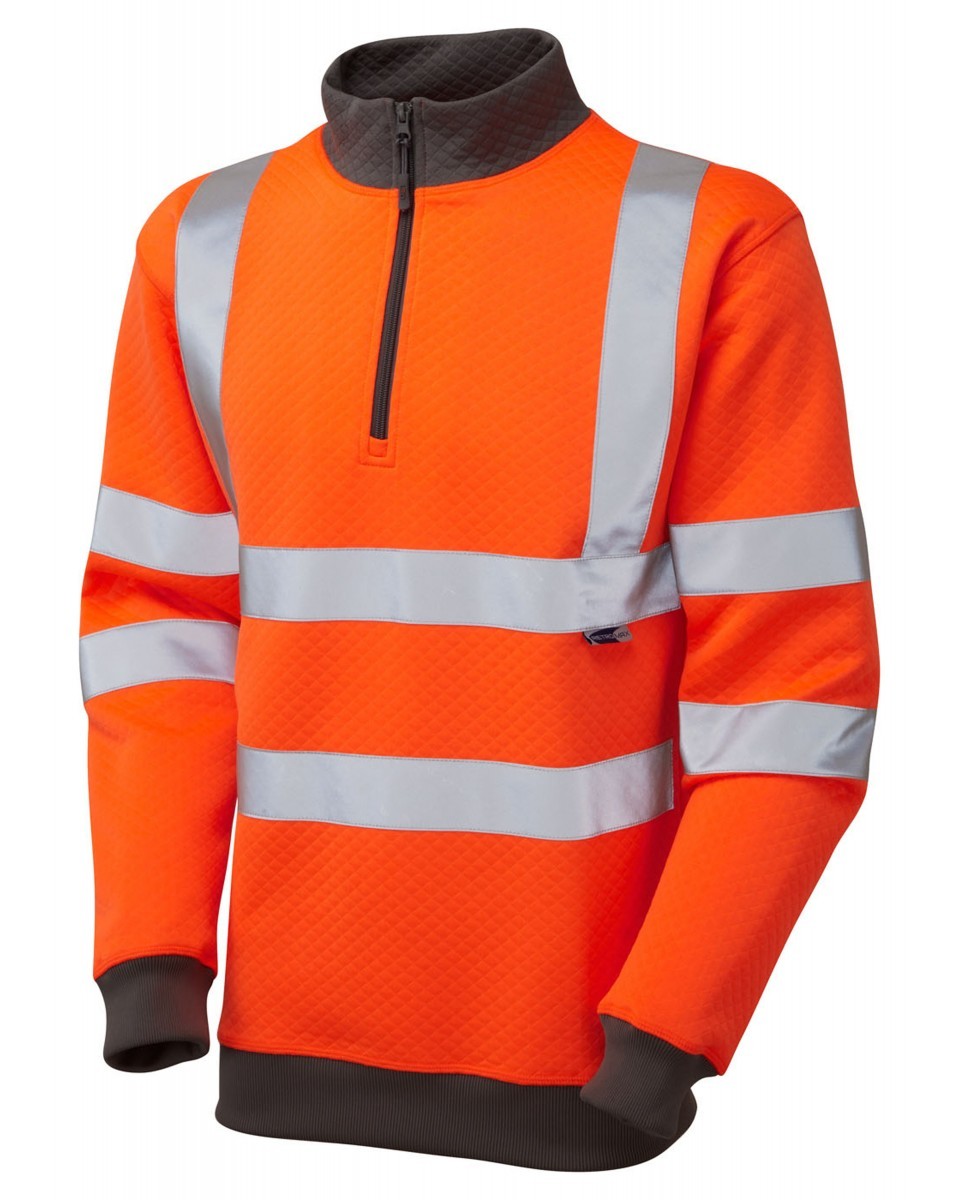 Leo Workwear Brynsworthy ISO 20471 Cl 3 1/4 Zip Sweatshirt