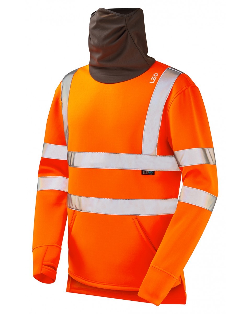 Leo Workwear Combesgate ISO 20471 Cl 3 Ecoviz Al Snood Sweatshirt