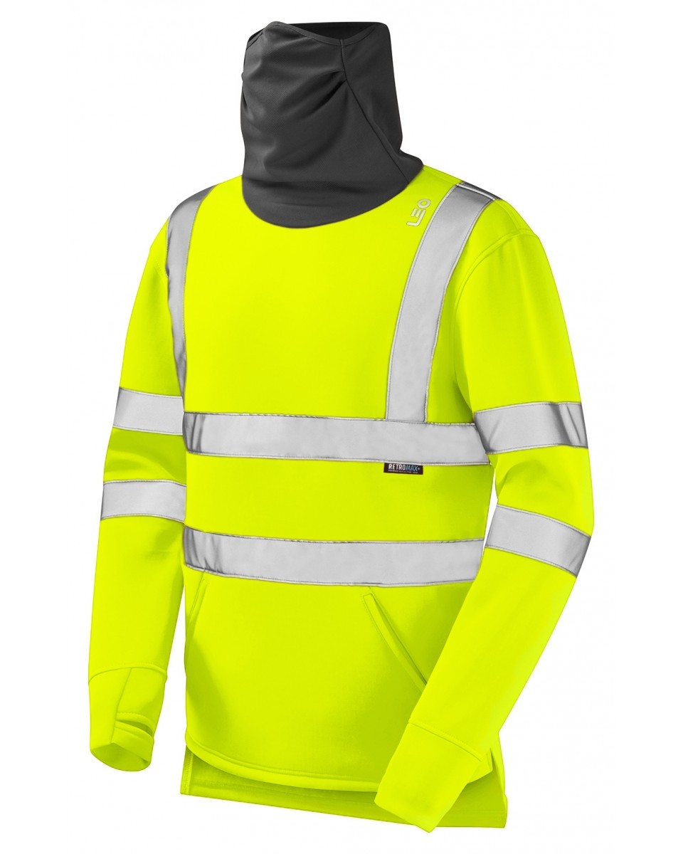 Leo Workwear Combesgate ISO 20471 Cl 3 Ecoviz Al Snood Sweatshirt