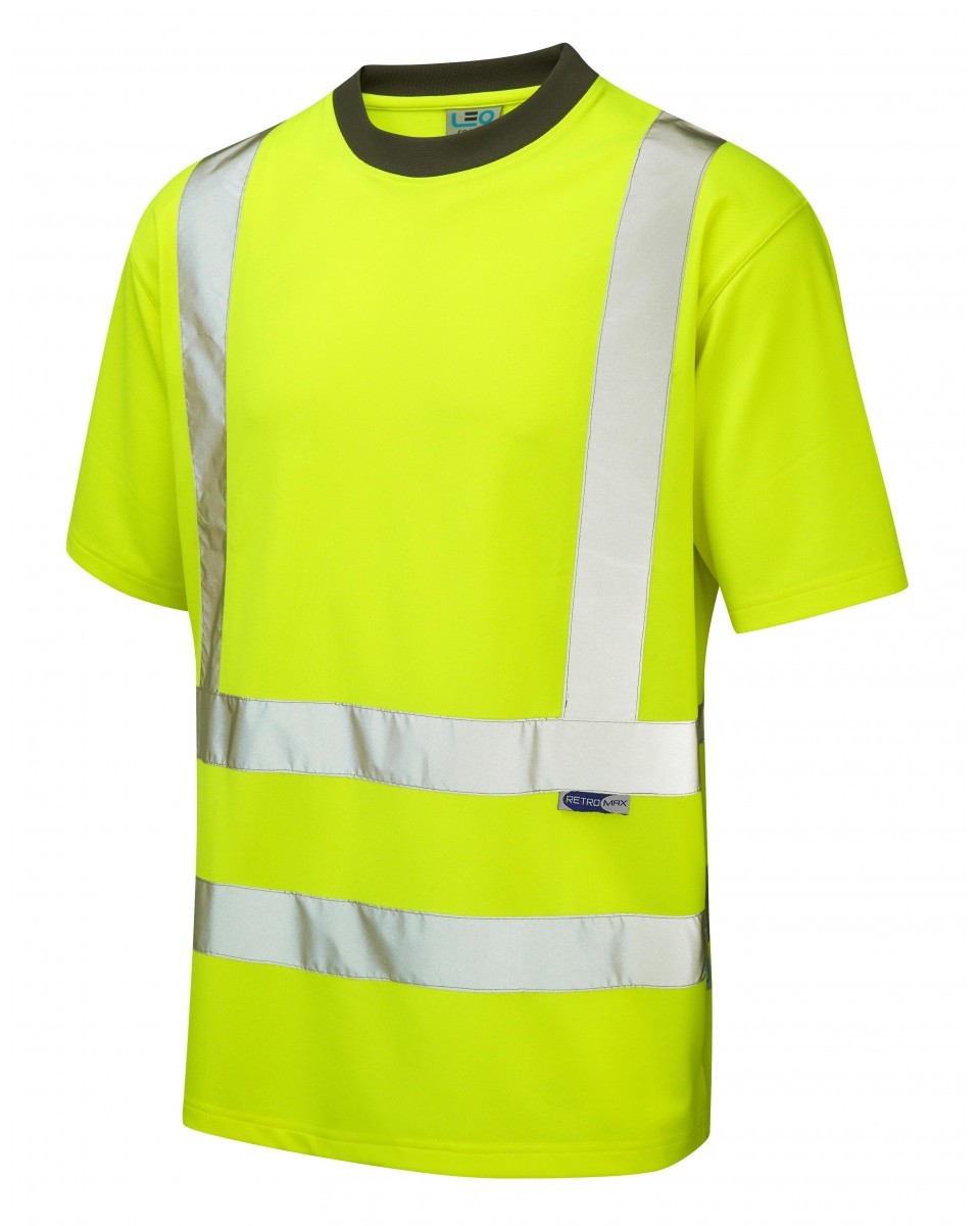 Leo Workwear Braunton ISO 20471 Cl 2 Coolviz T-Shirt (Ecoviz)