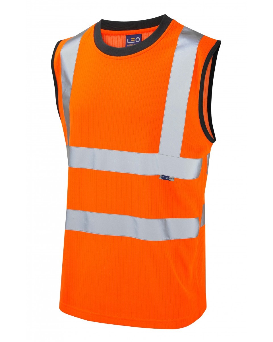 Leo Workwear Ashford ISO 20471 Cl 2 Comfort Sleeveless T-Shirt