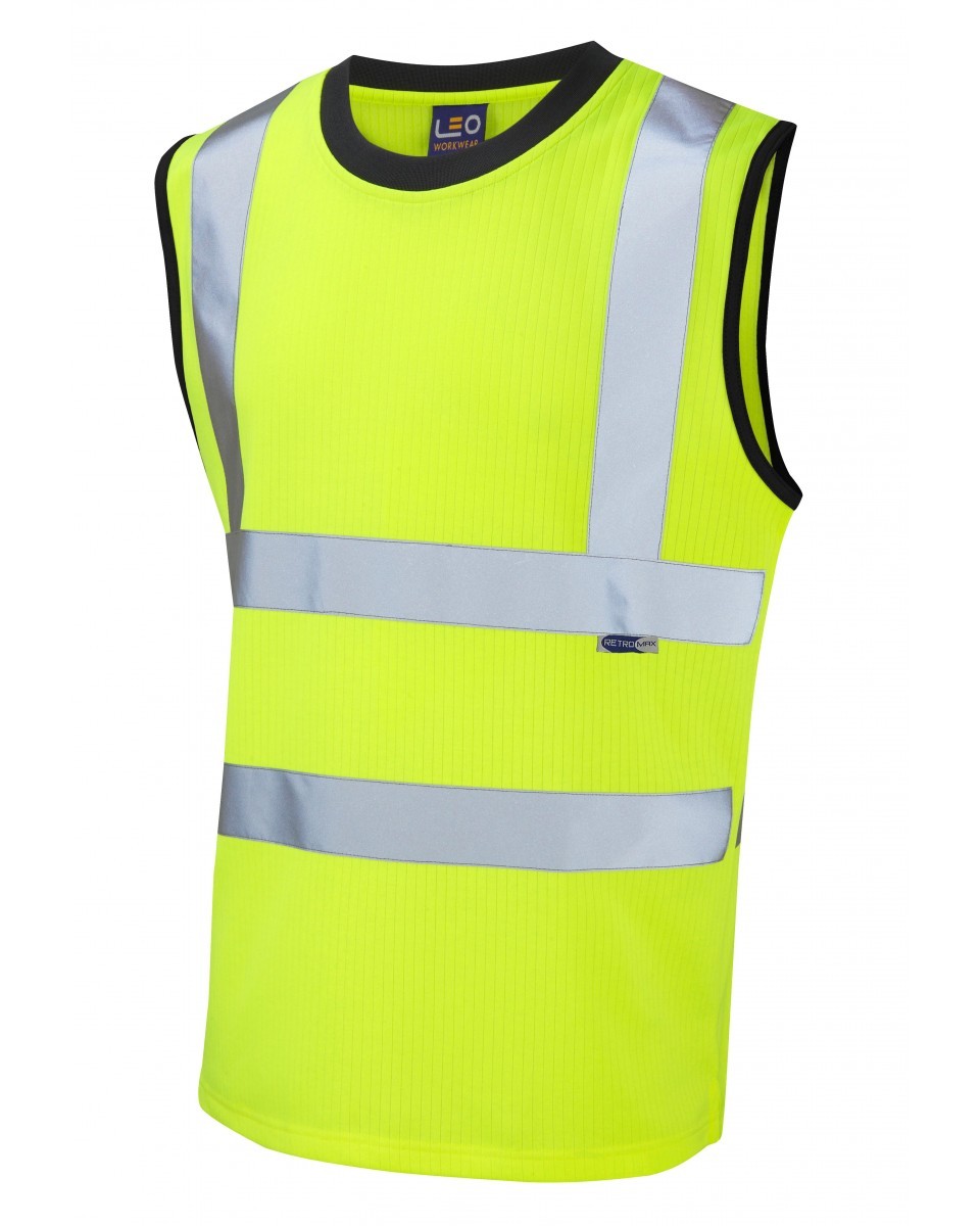 Leo Workwear Ashford ISO 20471 Cl 2 Comfort Sleeveless T-Shirt