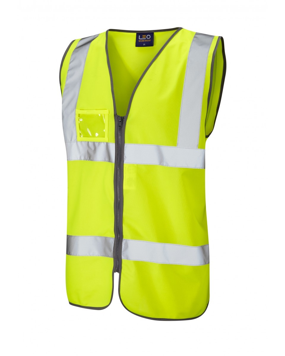 Leo Workwear Rumsam ISO 20471 Cl 2 Waistcoat Zip & Id Pocket