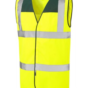 Leo Workwear Bradworthy ISO 20471 Cl 2 Coloured Yoke Waistcoat