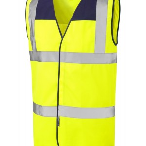 Leo Workwear Bradworthy ISO 20471 Cl 2 Coloured Yoke Waistcoat