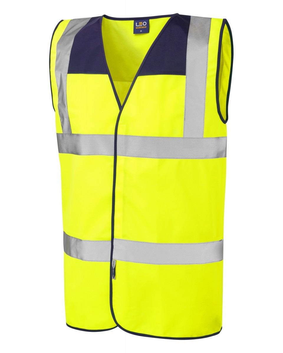 Leo Workwear Bradworthy ISO 20471 Cl 2 Coloured Yoke Waistcoat