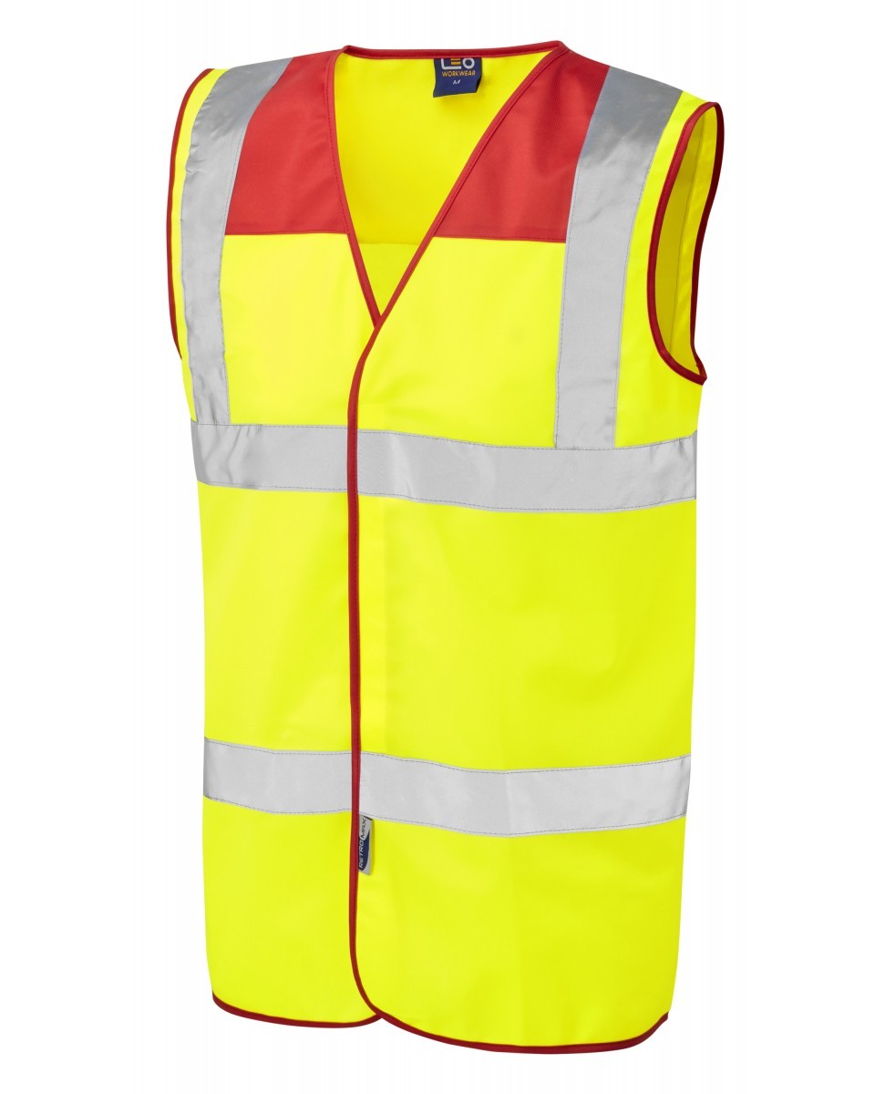 Leo Workwear Bradworthy ISO 20471 Cl 2 Coloured Yoke Waistcoat