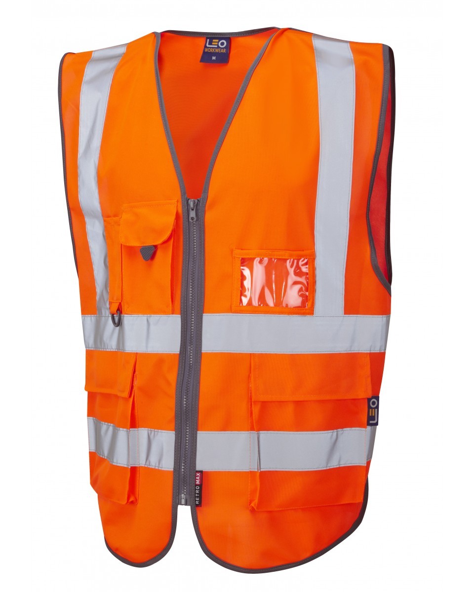 Leo Workwear Barnstaple ISO 20471 Cl 2 Superior 3-Part Waistcoat