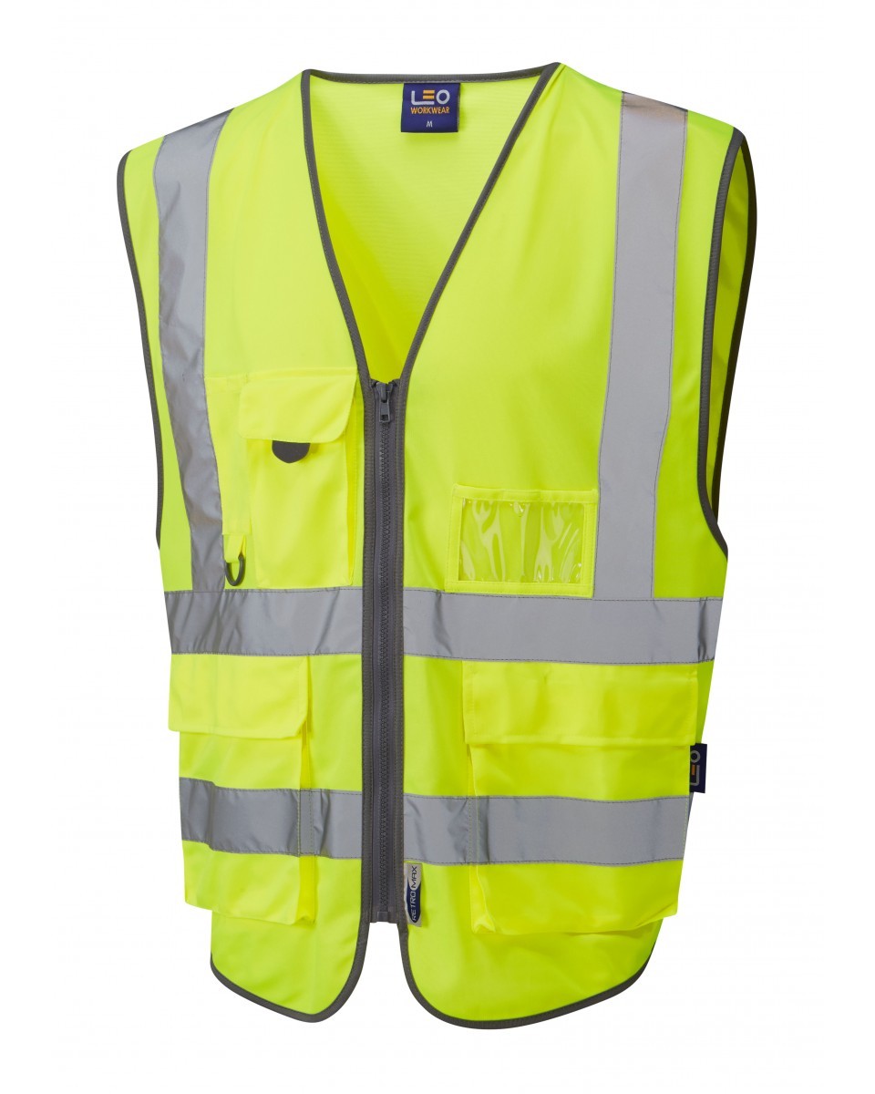 Leo Workwear Barnstaple ISO 20471 Cl 2 Superior 3-Part Waistcoat