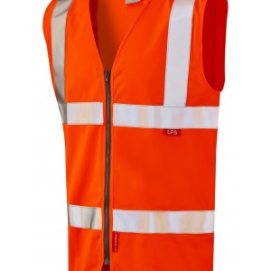 Leo Workwear Meeth ISO 20471 Cl 2 Lfs Zip Waistcoat (En 14116)