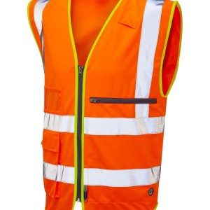 Leo Workwear Foreland ISO 20471 Cl 2 Superior Waistcoat With Tablet Pocket