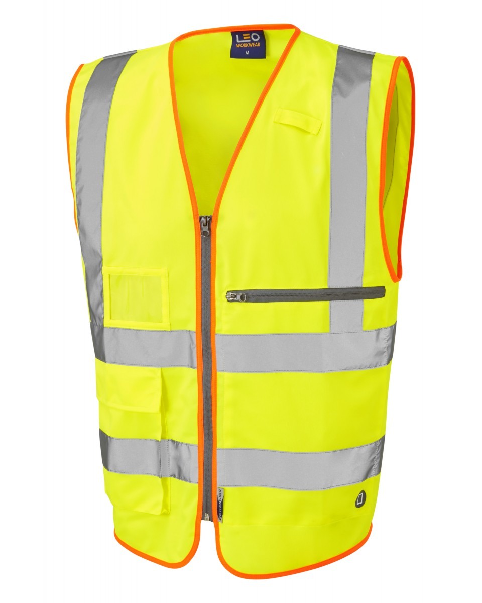 Leo Workwear Foreland ISO 20471 Cl 2 Superior Waistcoat With Tablet Pocket