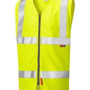 Leo Workwear Jacobstowe ISO 20471 Cl 2 Lfs/As Waistcoat Zip (En 14116/En 1149)