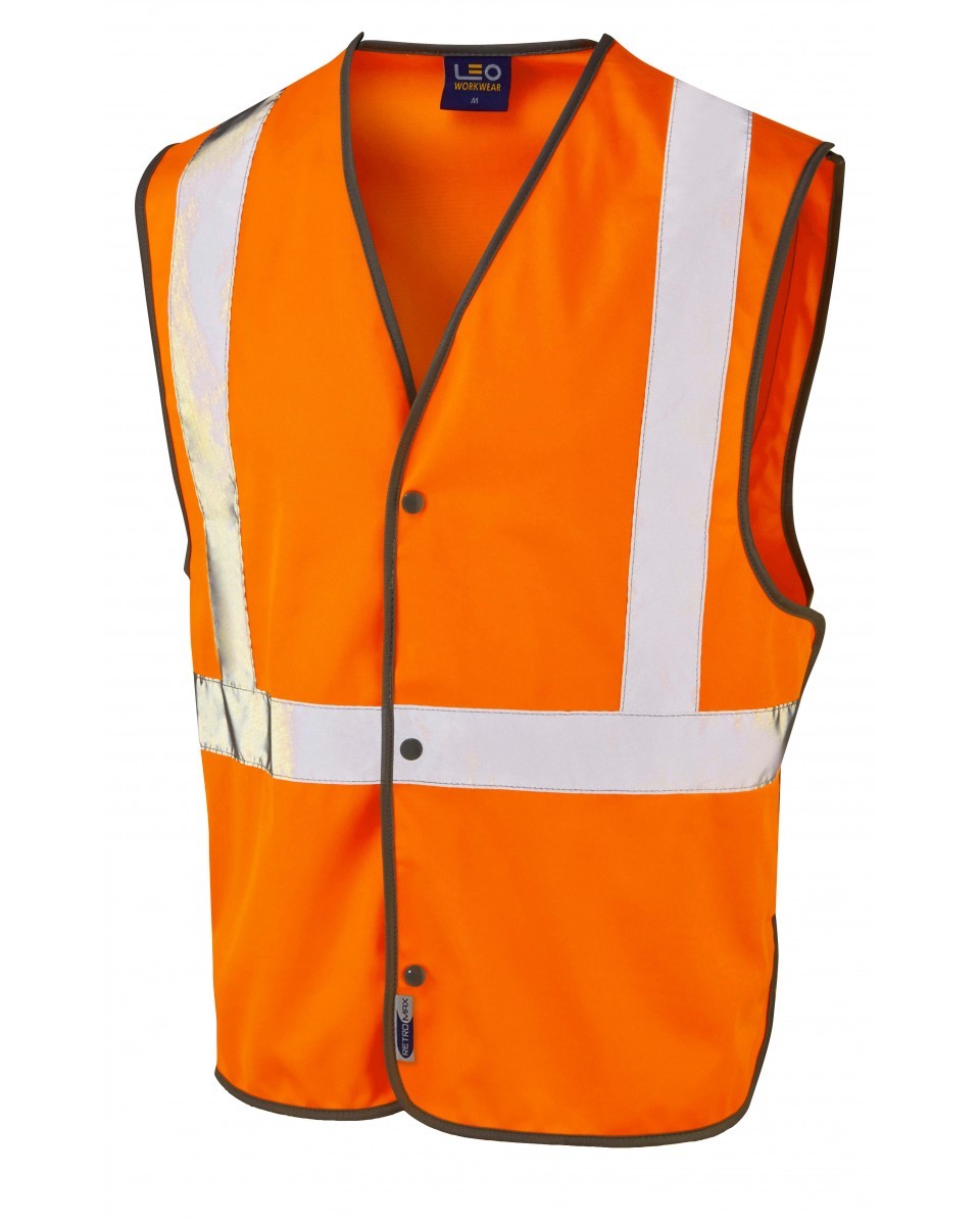 Leo Workwear Umberleigh ISO 20471 Cl 2 Railway Stud Waistcoat