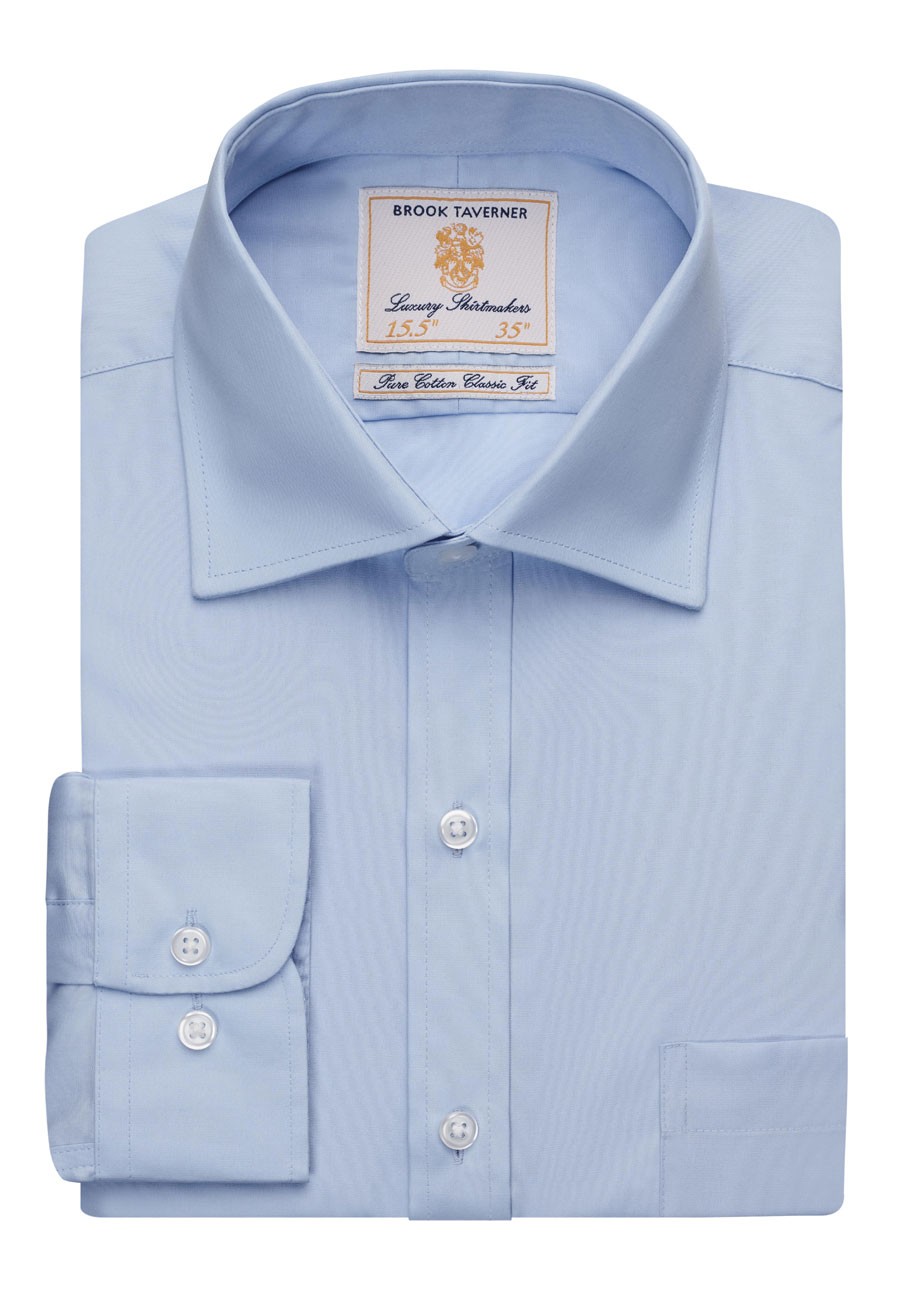 Men's Brook Taverner Cheadle Single Cuff Shirt Cotton Poplin