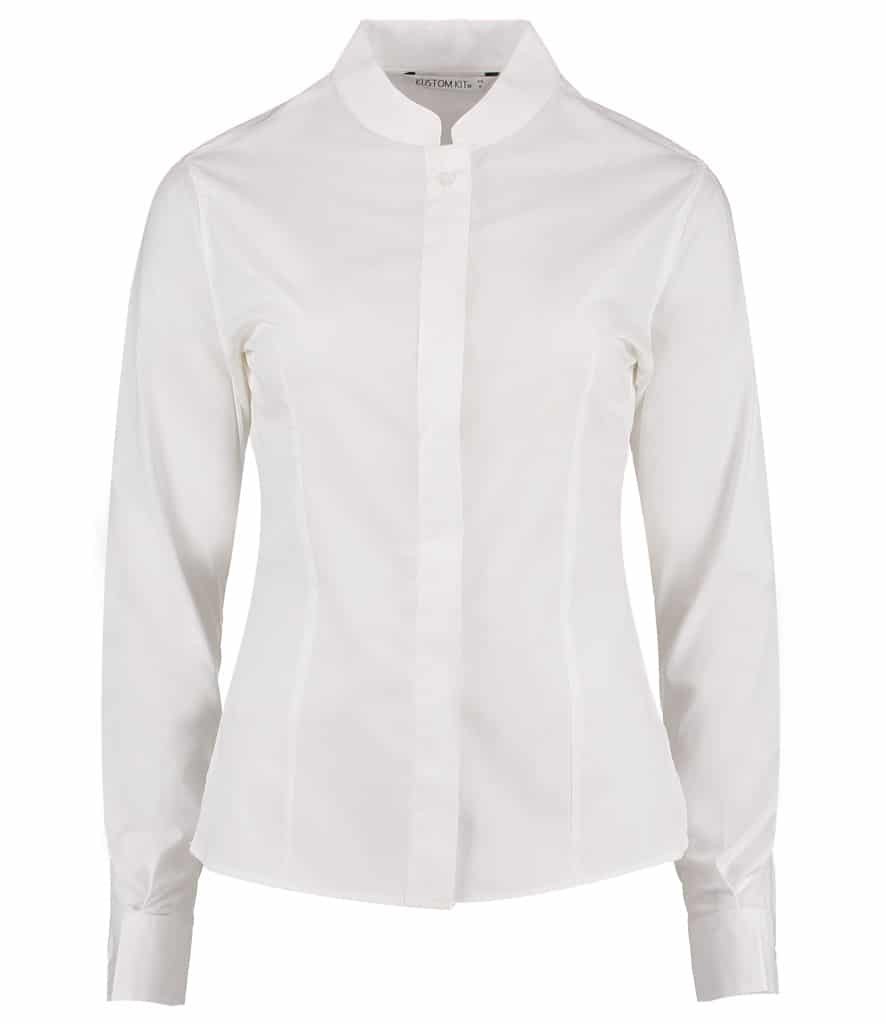 Kustom Kit Ladies Long Sleeve Tailored Mandarin Collar Shirt ...