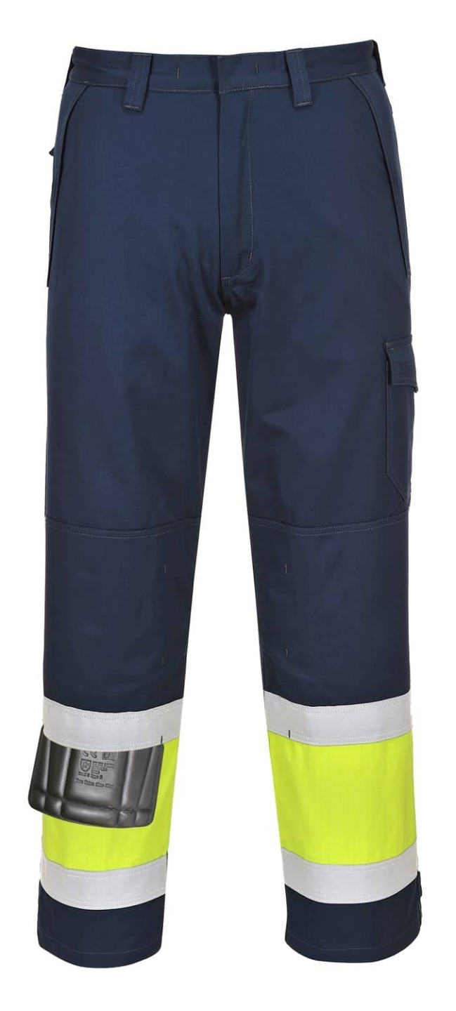 Portwest Hi-Vis Modaflame Trousers Navy/Yellow