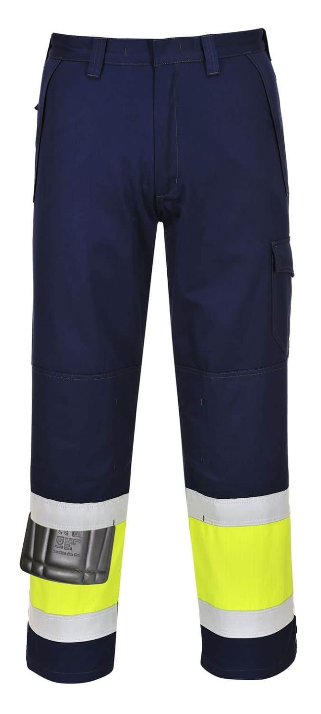 Portwest Hi-Vis Modaflame Trousers Navy/Yellow