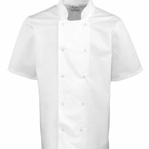 Premier Unisex Short Sleeve Stud Front Chef's Jacket